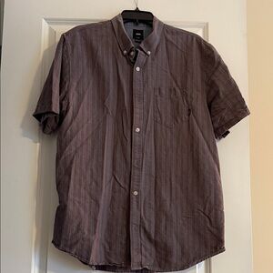 Vans Men's Casual Brown and Gray Button Down Shirt